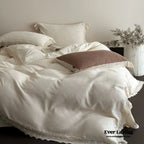 Nora Lace Double Gauze Ruffle Bedding Set / Brown Ever Lasting