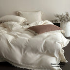 Nora Lace Double Gauze Ruffle Bedding Set / Brown Ever Lasting