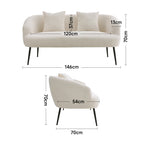 1pc Nordic Two-seater Sofa with 2 Throw Pillows, Small Bedroom Living Room Simple Lazy Sofa with Armrests, Home Lounge Sofa Chair, White House Of Avana