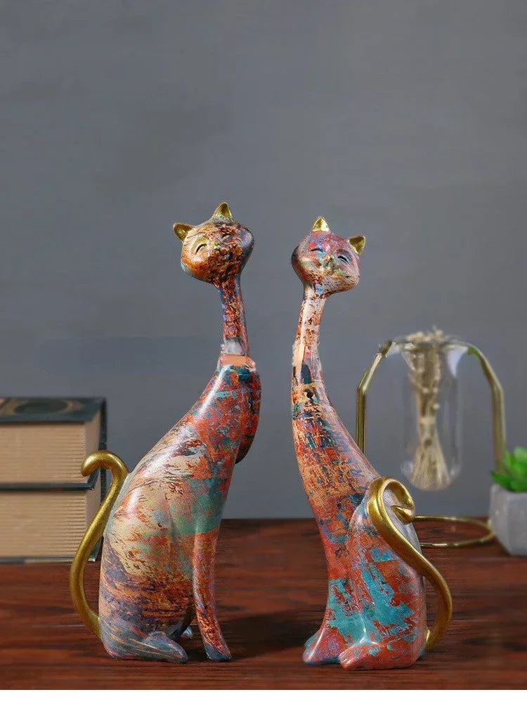 Nordic Cat Figurine - Abstract Graffiti Art Ornament, angled view - House Of Avana