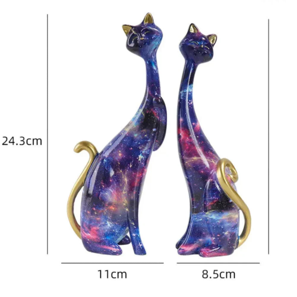 Nordic Cat Figurine - Abstract Graffiti Art Ornament, angled view - House Of Avana