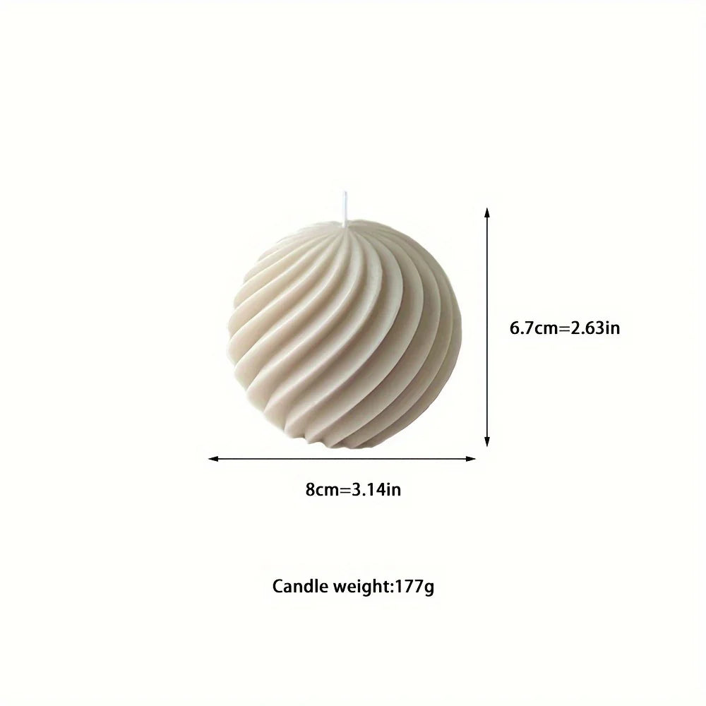 Nordic Glass Wave Ball Candles in Minimalist Style, close-up view - House Of Avana