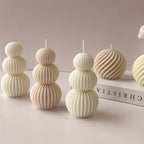 Nordic Glass Wave Ball Candles in Minimalist Style, detail shot - House Of Avana