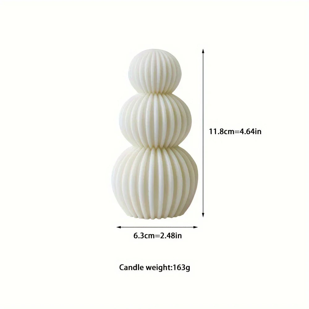 Nordic Glass Wave Ball Candles in Minimalist Style, angled view - House Of Avana