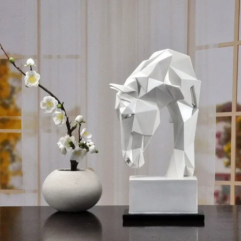Nordic Horse Head Ornament - Modern Geometric Design, back view - House Of Avana
