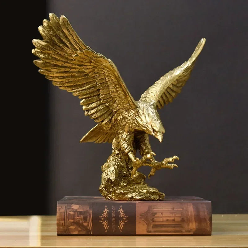 Nordic Resin Golden Eagle Animal Figurines Hawk Statue Craft Sculpture Ornament Home Living Room Office Desktop Cabinet Decor - House Of Avana