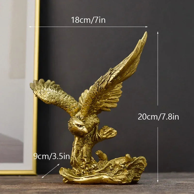 Nordic Resin Golden Eagle Animal Figurines Hawk Statue Craft Sculpture Ornament Home Living Room Office Desktop Cabinet Decor - House Of Avana