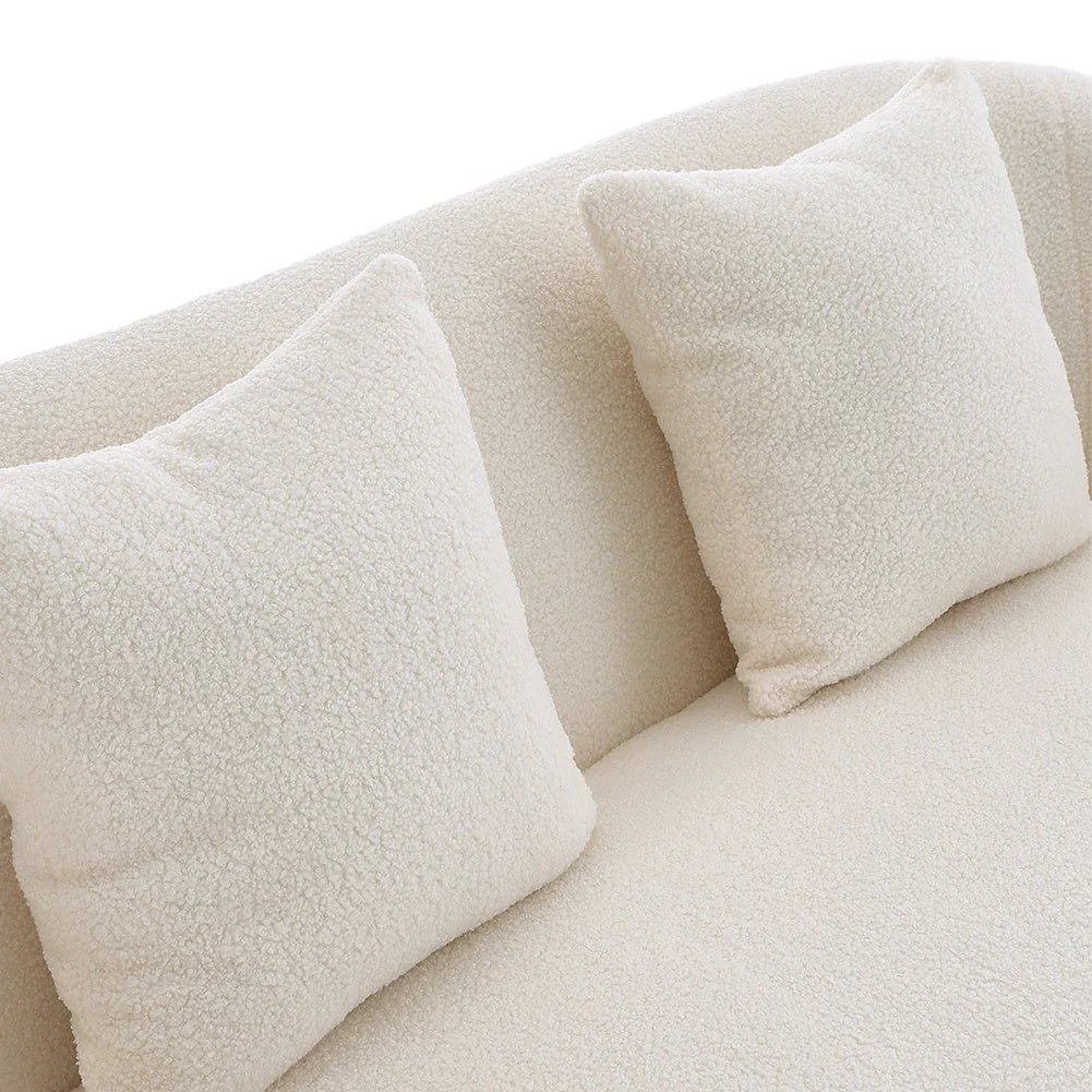 White 2-seater sofa with throw pillows and armrests, upholstered fabric - House of Avana