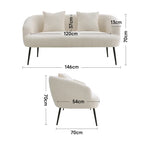 White 2-seater sofa with throw pillows and armrests, upholstered fabric - House of Avana