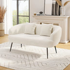 White 2-seater sofa with throw pillows and armrests, upholstered fabric - House of Avana