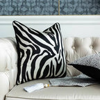 Black and gold zebra plaid throw pillow, luxurious Nordic design - House of Avana
