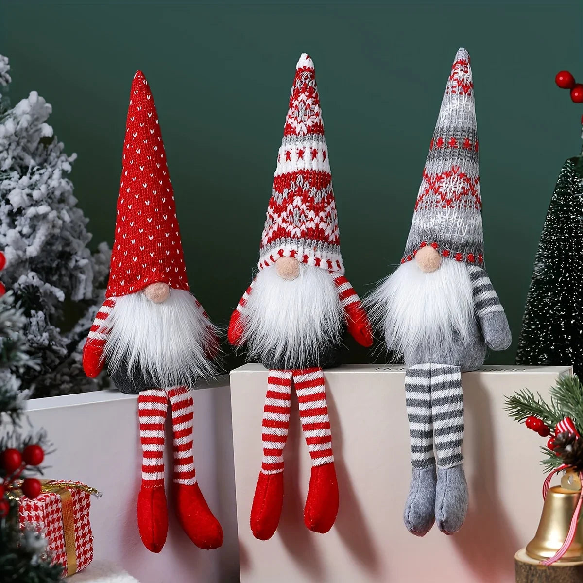 3pcs holiday Christmas gnome doll decoration Nordic style faceless elderly decoration perfect for hanging at home and hotel Christmas parties holiday decoration House Of Avana [[SKU:HOA-XMS-008]]