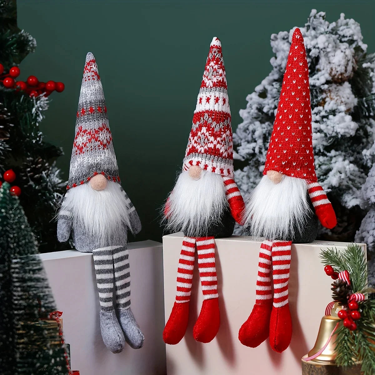 3pcs holiday Christmas gnome doll decoration Nordic style faceless elderly decoration perfect for hanging at home and hotel Christmas parties holiday decoration House Of Avana [[SKU:HOA-XMS-008]]