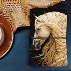 Notebook - White Horse Pattern Leather 80 Sheets
