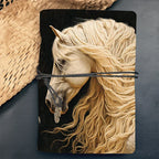 Notebook - White Horse Pattern Leather 80 Sheets