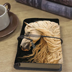 Notebook - White Horse Pattern Leather 80 Sheets