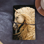 Notebook - White Horse Pattern Leather 80 Sheets