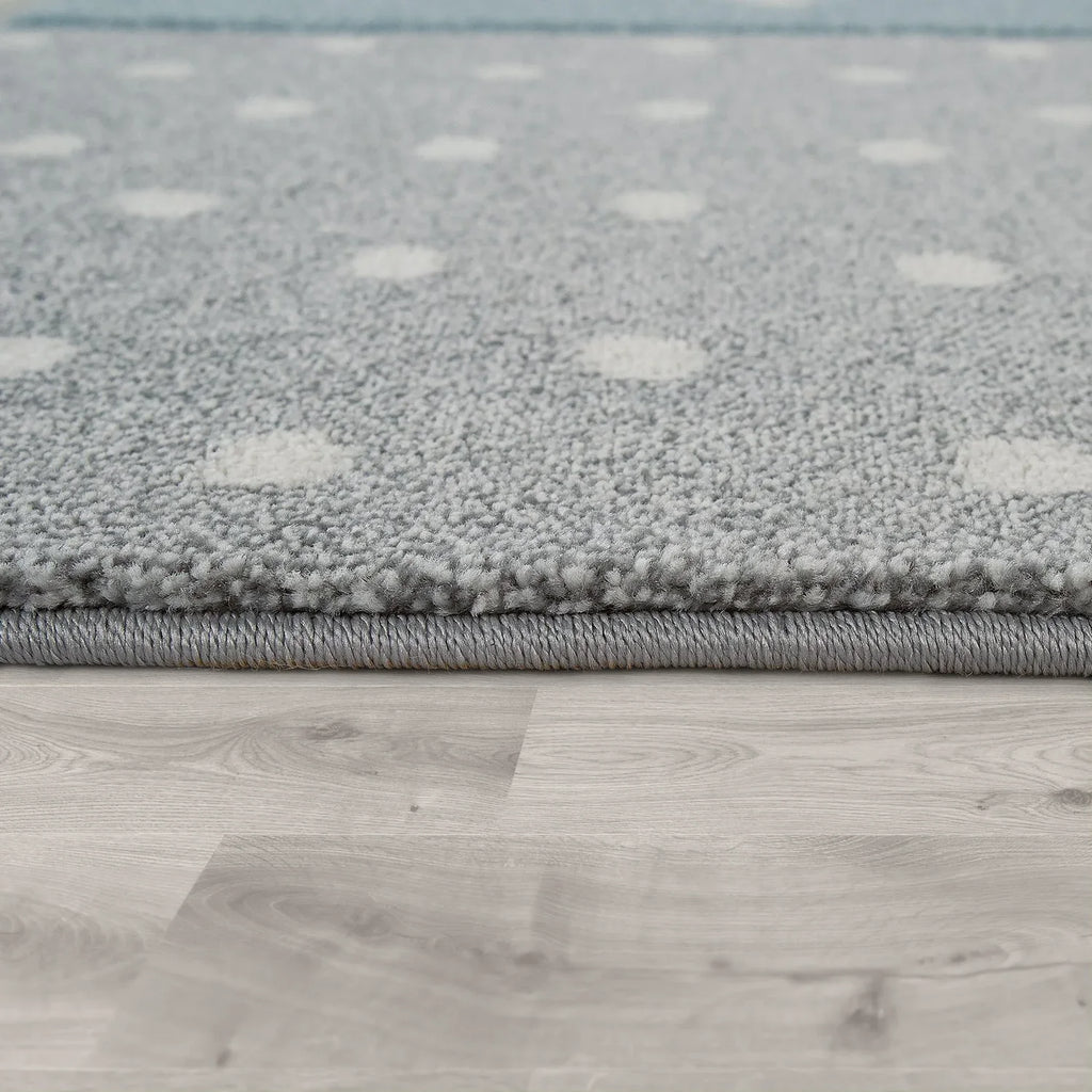 Nursery Rug Cosmo Checkered with Stars in Pastel Blue White RugYourHome