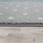 Nursery Rug Cosmo Checkered with Stars in Pastel Blue White RugYourHome