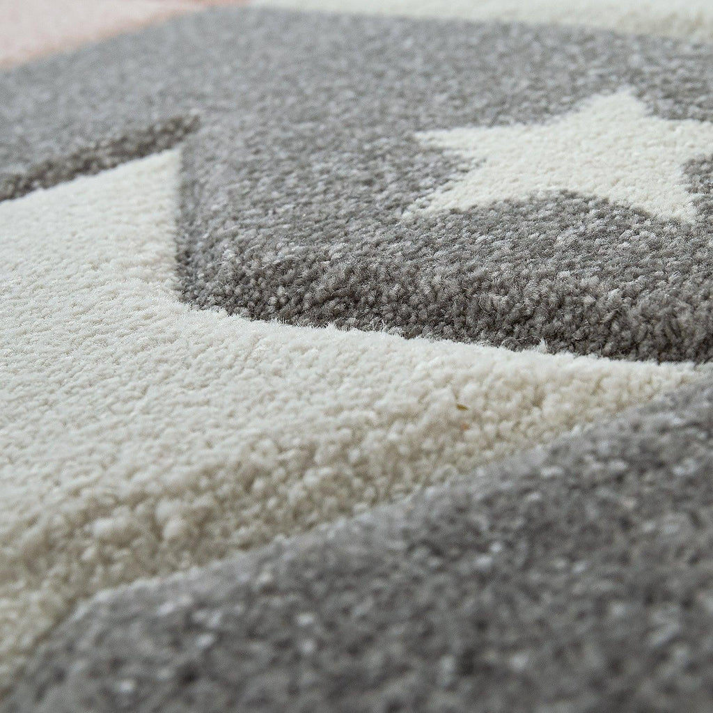 Nursery Rug Cosmo Checkered with Stars in Pastel Pink White RugYourHome