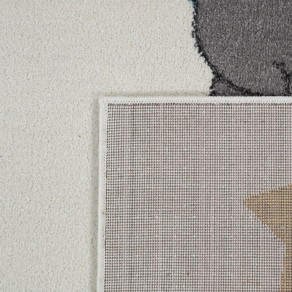 Nursery Rug for Kids, Elephant & Bear in Balloon in Cream, detail shot - House Of Avana