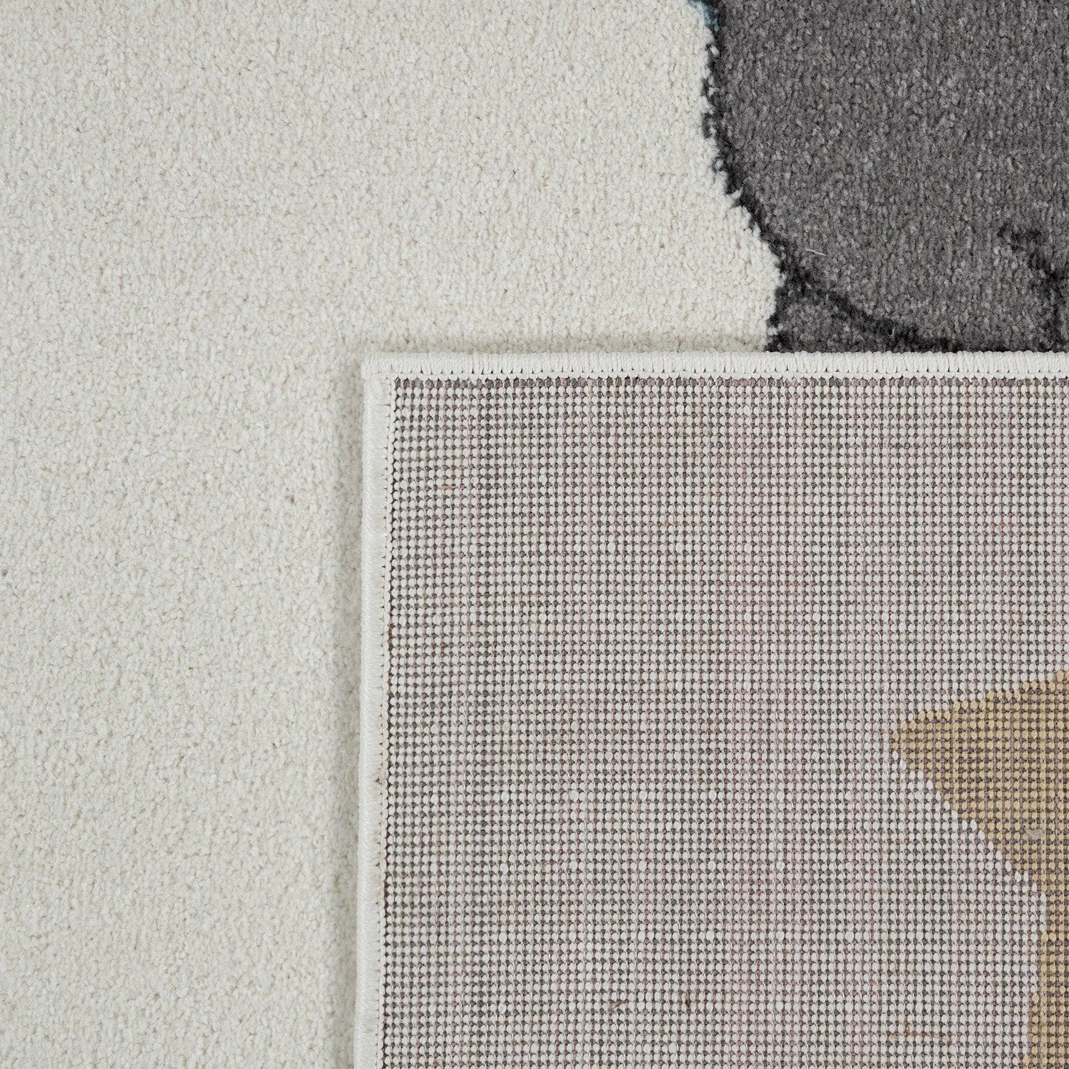 Nursery Rug for Kids, Elephant & Bear in Balloon in Cream, detail shot - House Of Avana