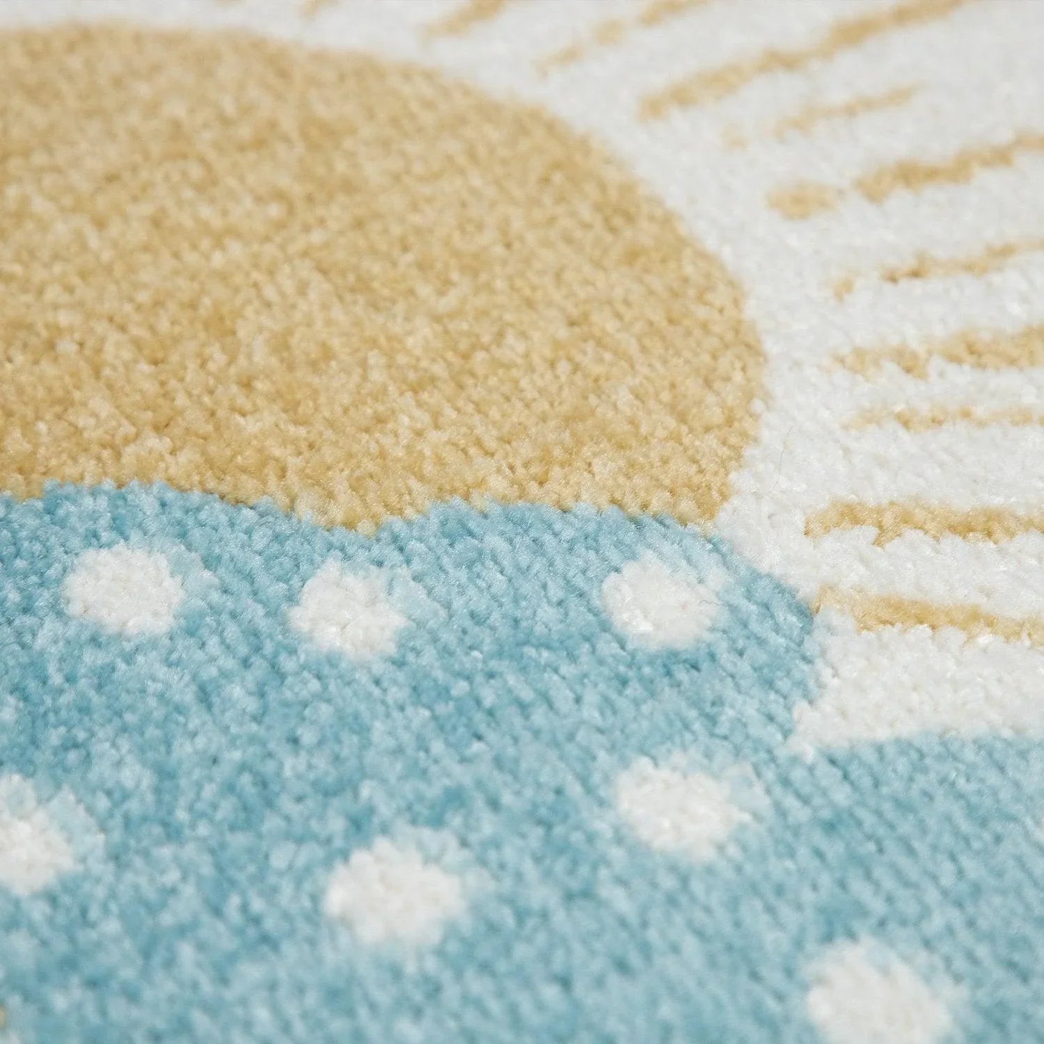 Nursery Rug for Kids Llama, Mountains in Grey Blue Cream, detail shot - House Of Avana