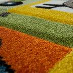 Nursery Rug Lilo Cute Animals on a Train Ride - Green Cream, side view - House Of Avana