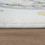 Nursery Rug Nino with Town Streets and Cars Motif in Pastel Colors, side view - House Of Avana