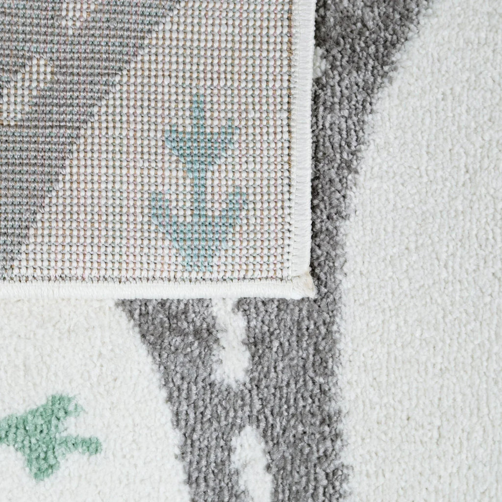 Nursery Rug Nino with Town Streets and Cars Motif in Pastel Colors, detail shot - House Of Avana