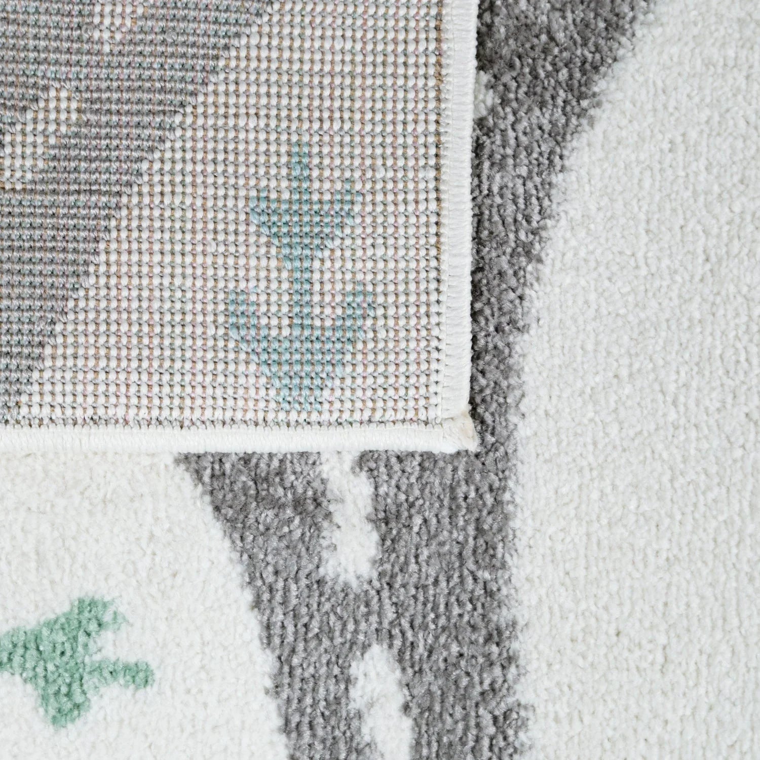 Nursery Rug Nino with Town Streets and Cars Motif in Pastel Colors, detail shot - House Of Avana