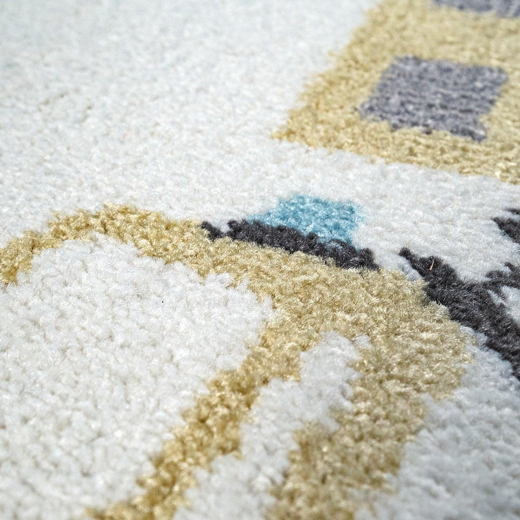 Nursery Rug Nino with Town Streets and Cars Motif in Pastel Colors, top view - House Of Avana