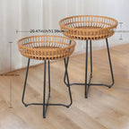 Oakrian Rattan Side Table Nesting Tables Set Of 2, Bamboo Round Table Coffee Table Metal Base End Table for Boho Living Room, Sofa, Bedroom, Terrace, Accent Table(20.47inch) House Of Avana