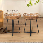 Oakrian Rattan Side Table Nesting Tables Set Of 2, Bamboo Round Table Coffee Table Metal Base End Table for Boho Living Room, Sofa, Bedroom, Terrace, Accent Table(20.47inch) House Of Avana