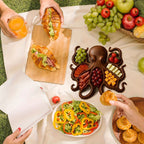 Octopus-Shaped Charcuterie Board - Wooden Material with Tentacle Grooves for Appetizers, Cheese & Meat - Elegant Seafood Serving Platter - Ideal for Parties, Snacks, and Cold Cuts - Kitchen & Dining Decor - Natural Rustic Sty House Of Avana