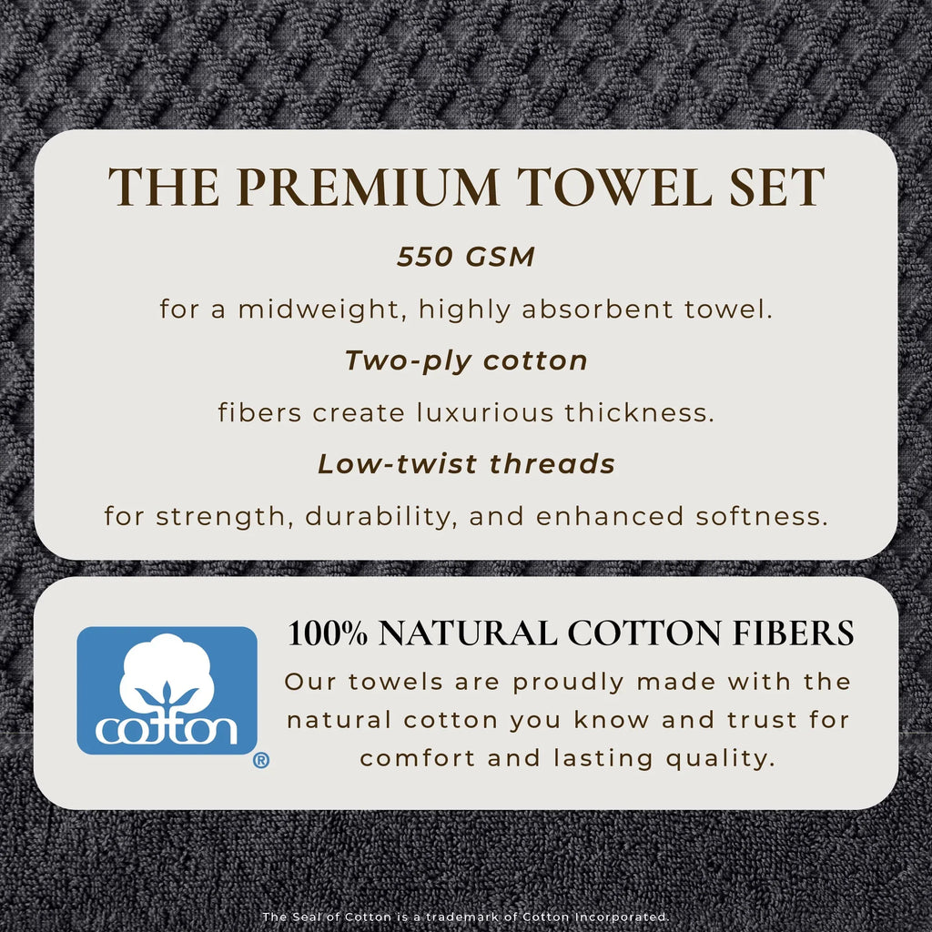Cotton Diamond Waffle Weave Bath Towel Set - Grayson Collection