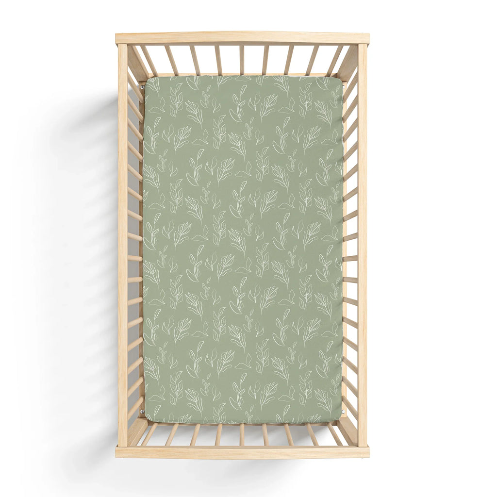 Organic Bamboo Cotton Blend Crib Sheet in Natural Oasis Willow Cradle Comforts Co.