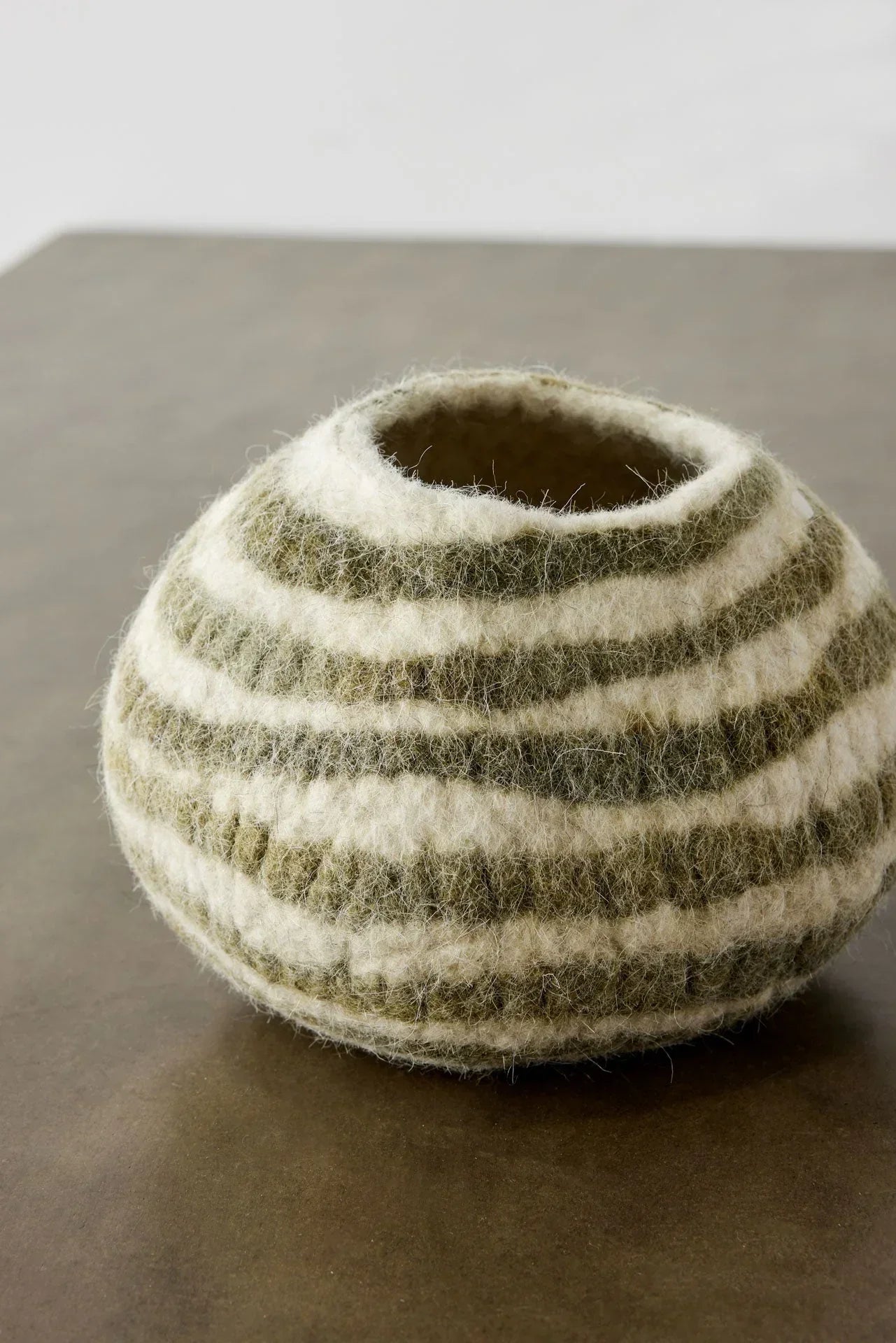 Olive Green Pathways Decorative Wool Ukhamba Bowl Kanju Interiors