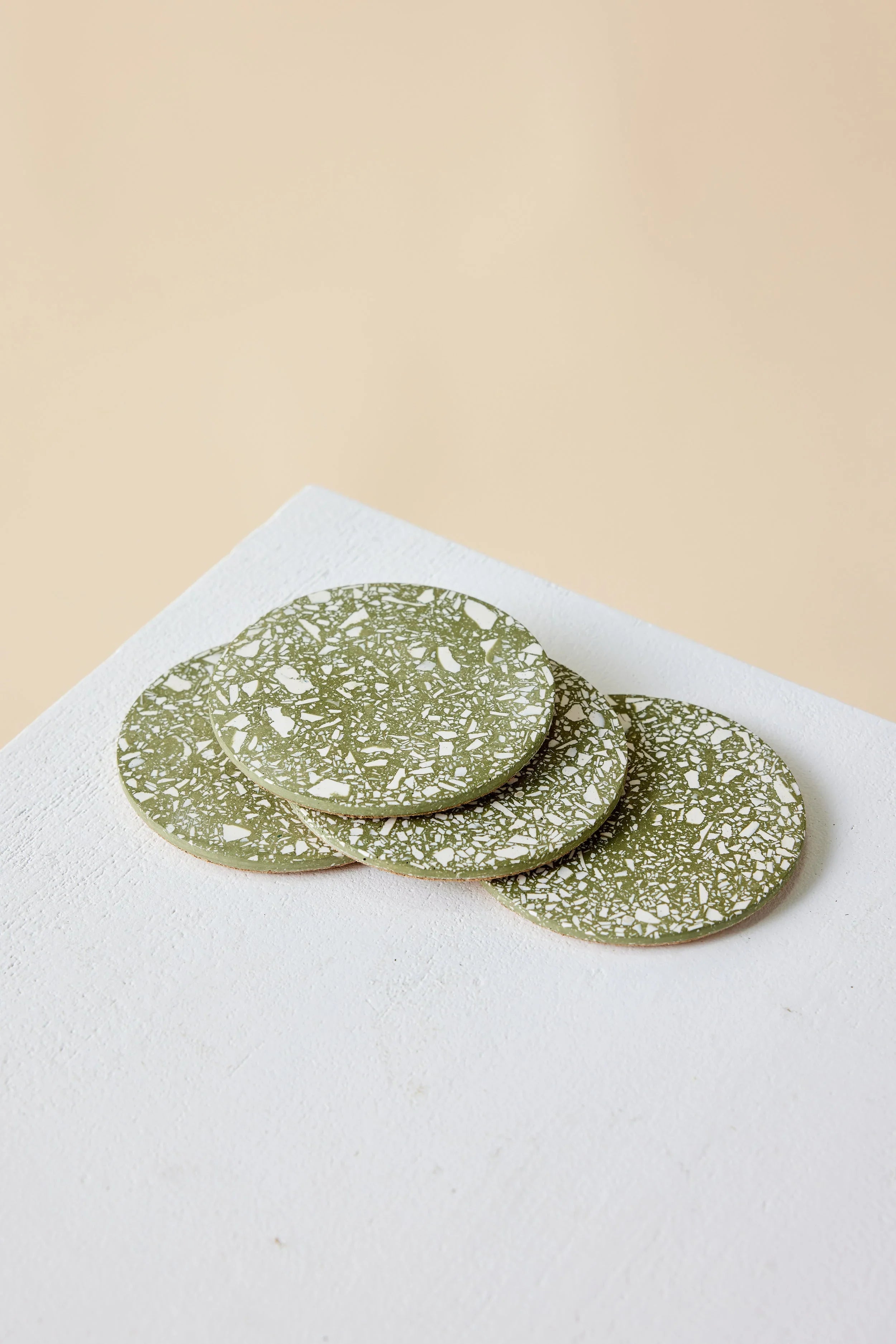 Olive Terrazzo Coasters - Set of 4 Kanju Interiors