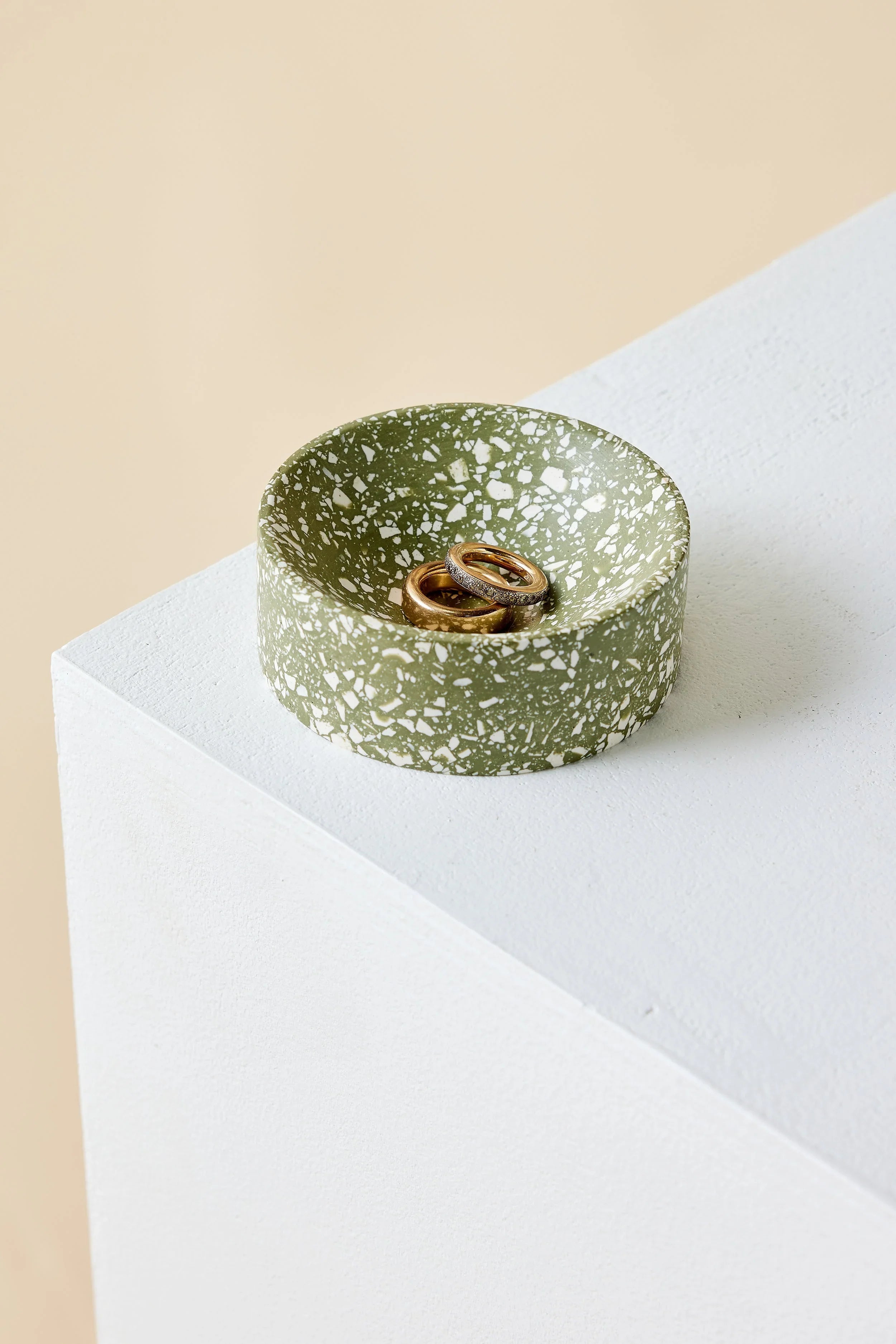 Olive Green Terrazzo Trinket Bowl Kanju Interiors