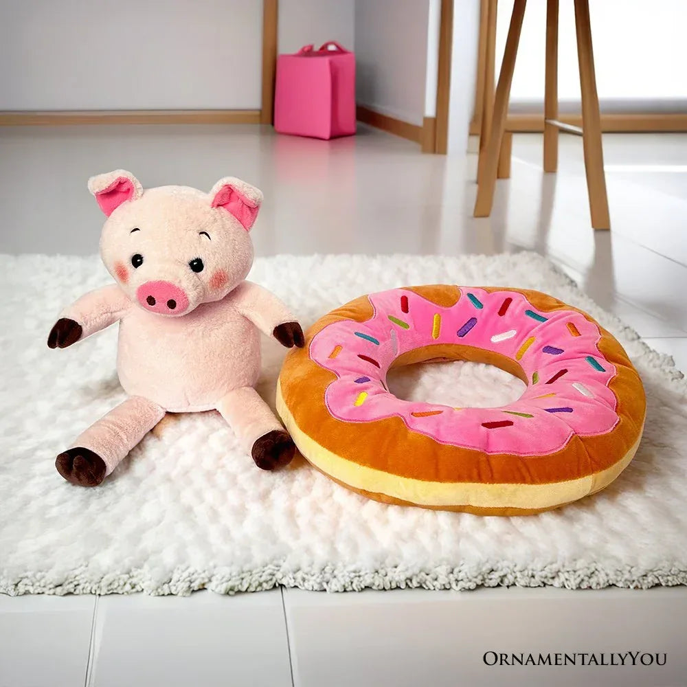 Ollie Oinker the Pig Plushie, Adorable 12" Donut Ring Stuffed Animal for Kids’ Gifts OrnamentallyYou
