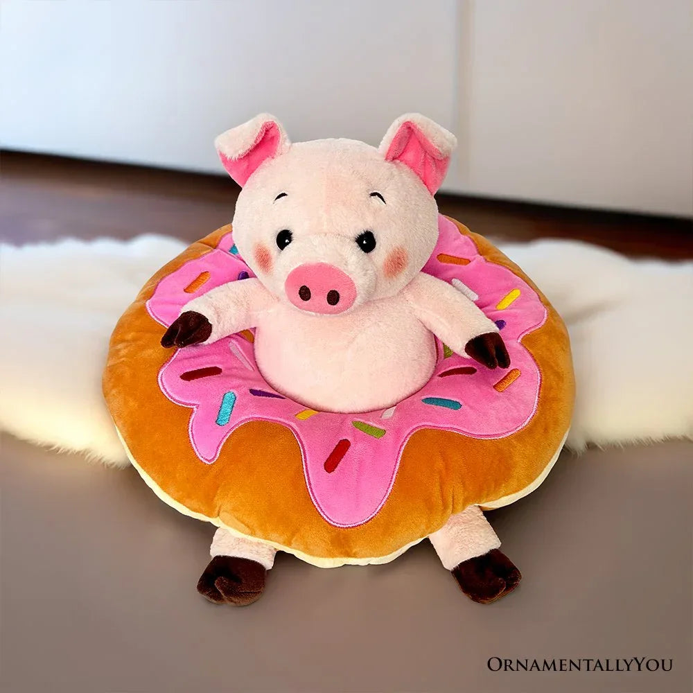 Ollie Oinker the Pig Plushie, Adorable 12" Donut Ring Stuffed Animal for Kids’ Gifts OrnamentallyYou