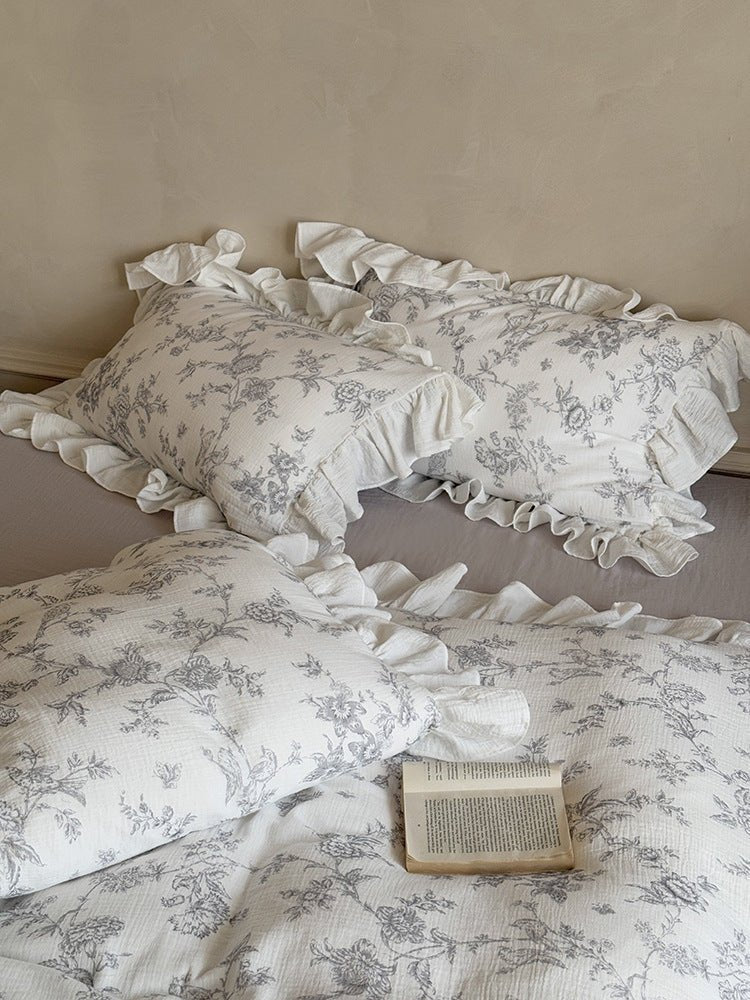 Ophelia Floral Ruffle Double Gauze Bedding Set Ever Lasting