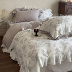 Ophelia Floral Ruffle Double Gauze Bedding Set Ever Lasting