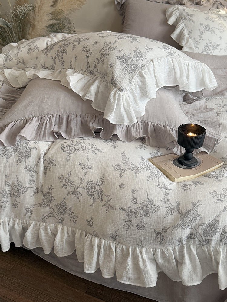 Ophelia Floral Ruffle Double Gauze Bedding Set Ever Lasting