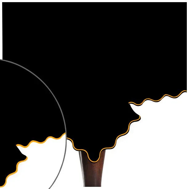 Scallop Embroidery Sateen Cotton Solid Table Cloth - Black PushpLinen