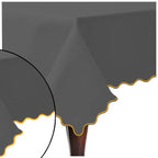 Scallop Embroidery Sateen Cotton Solid Table Cloth - Dark Grey PushpLinen