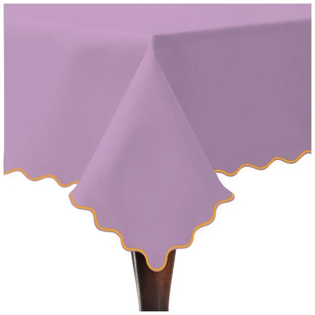 Scallop Embroidery Sateen Cotton Solid Table Cloth - Lilac PushpLinen