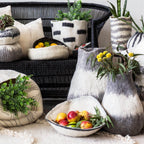 Orbit Hand-Felted Wool Natural White and Black Bowl Kanju Interiors