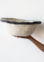 Orbit Hand-Felted Wool Natural White and Black Bowl Kanju Interiors